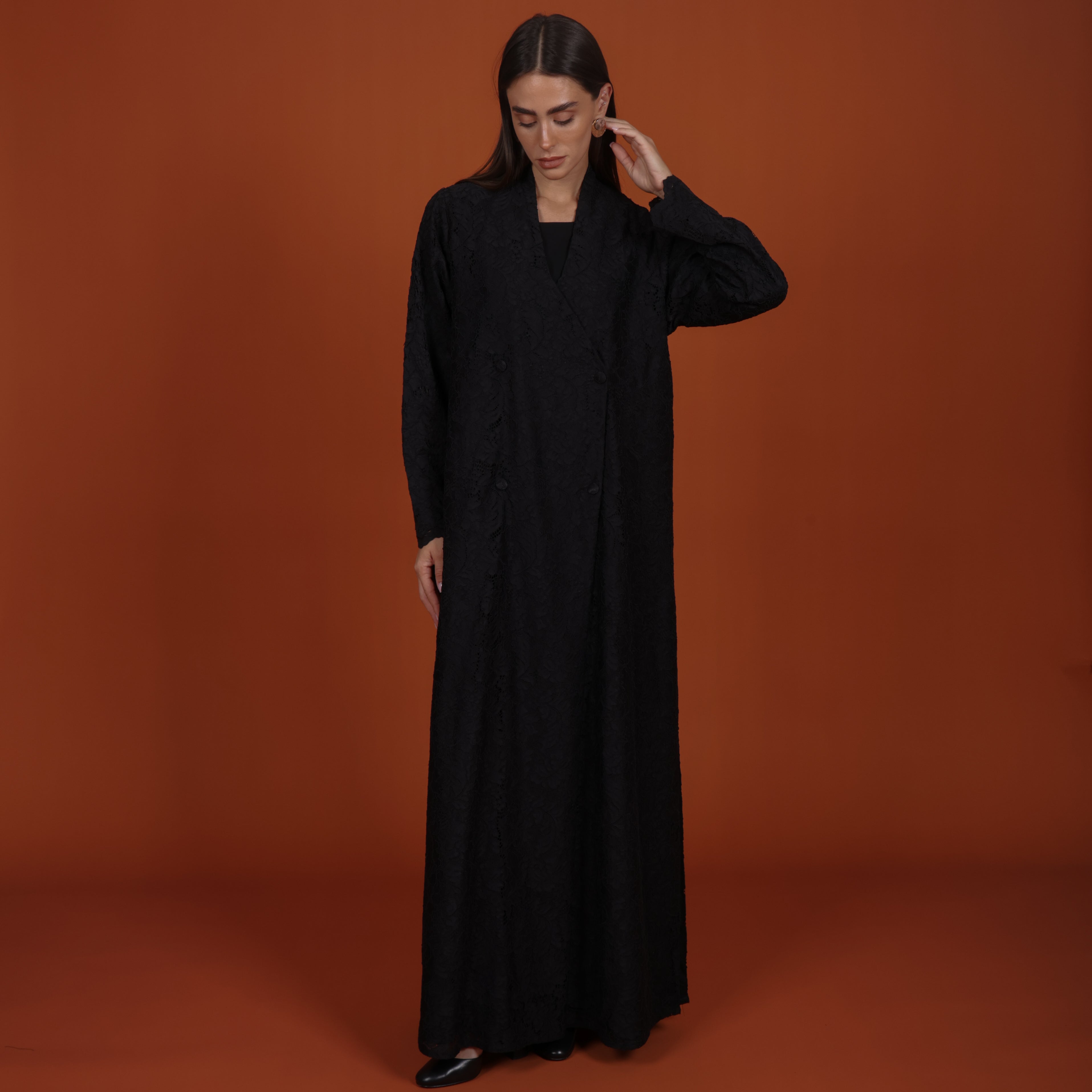 Lace with buttons - Black