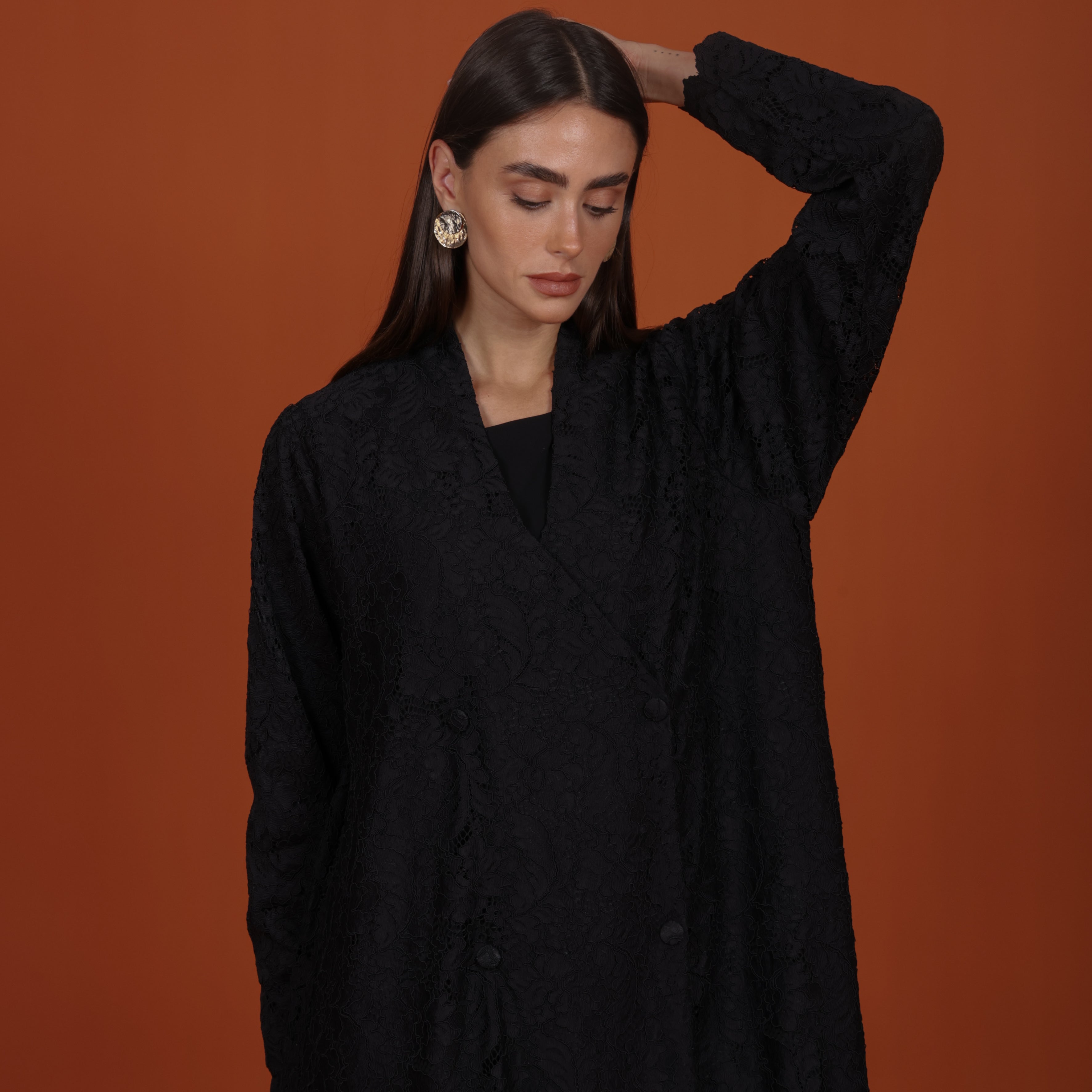 Lace with buttons - Black