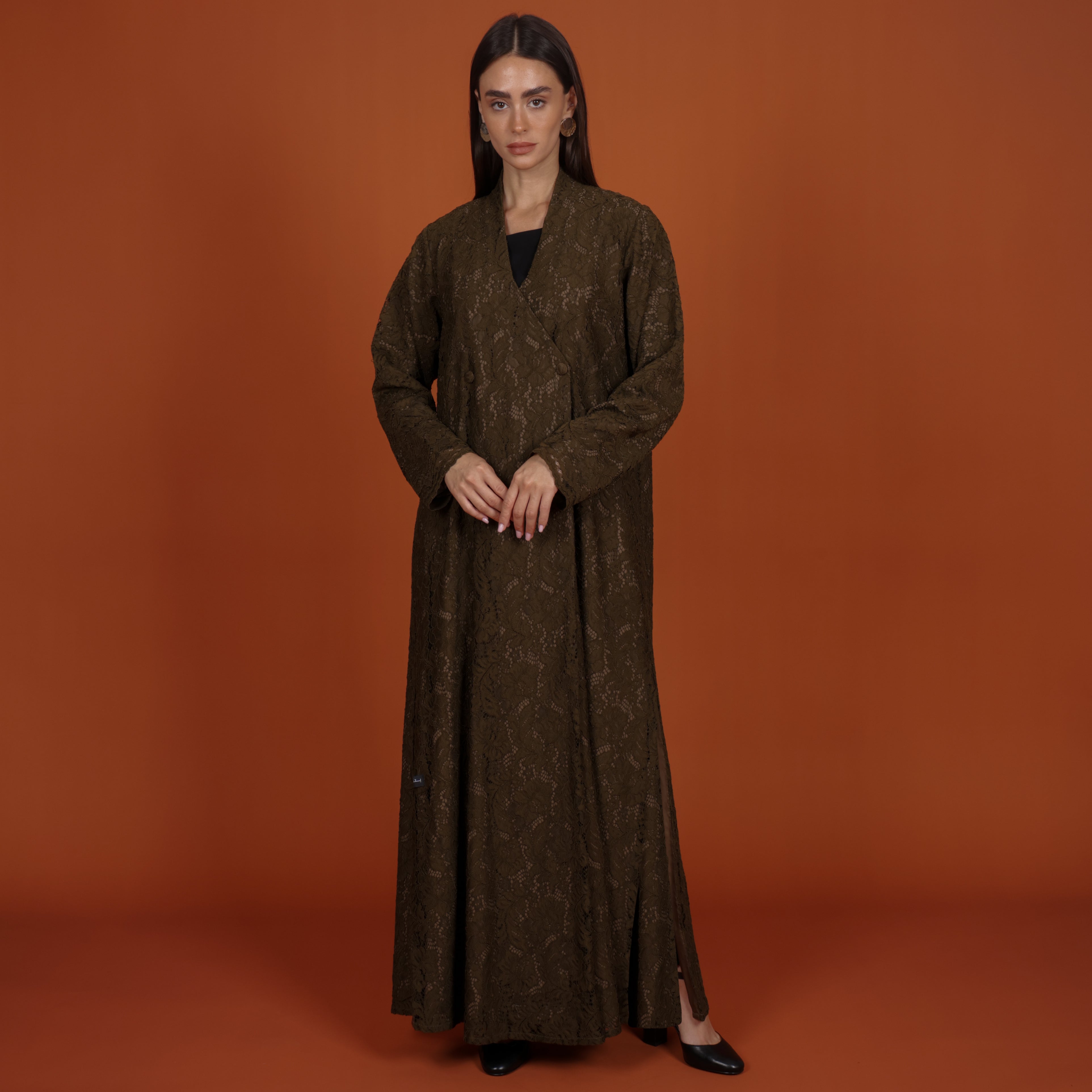 Lace with buttons - OLIVE