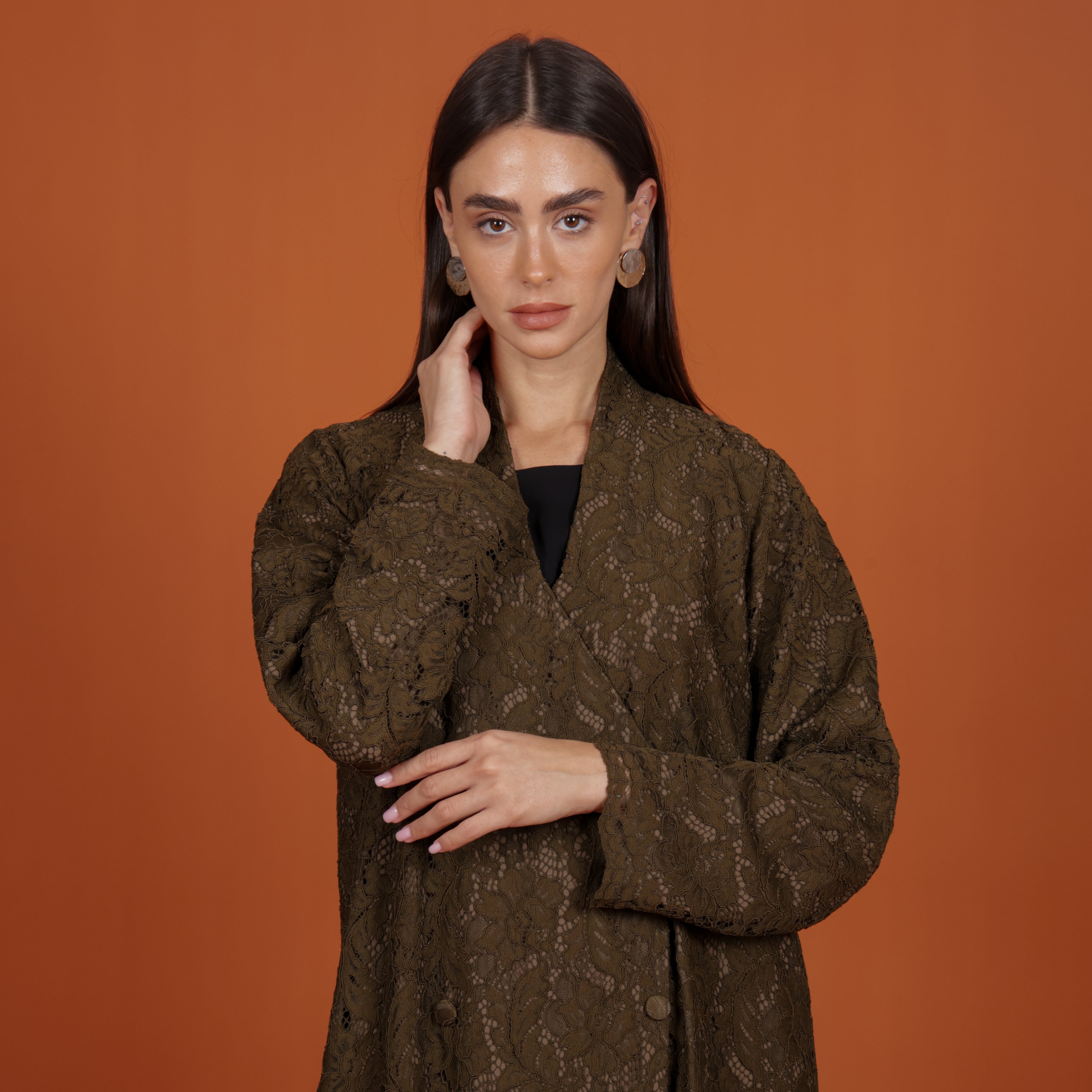 Lace with buttons - OLIVE