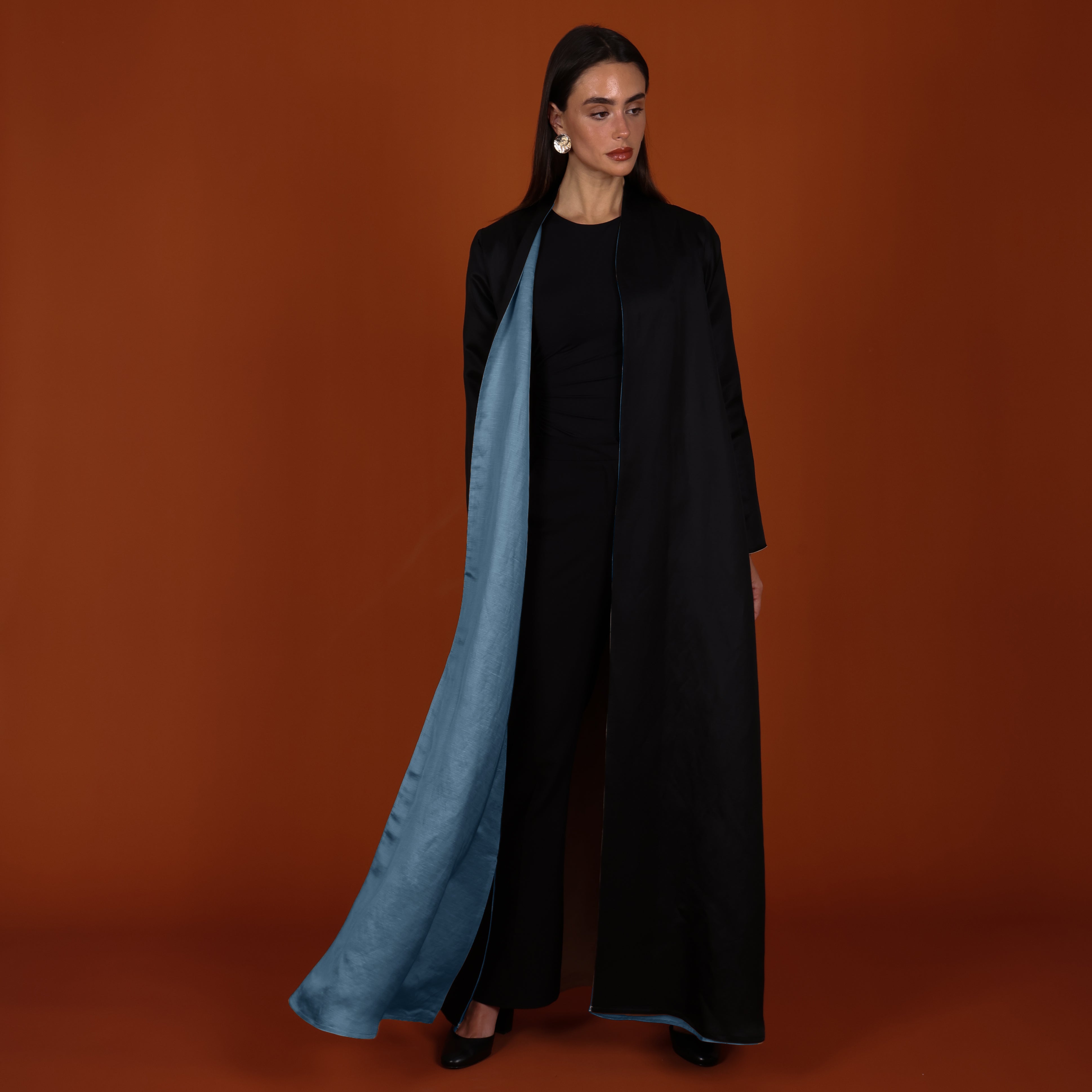 Double-Face SILK - LIGHT BLUE/BLACK