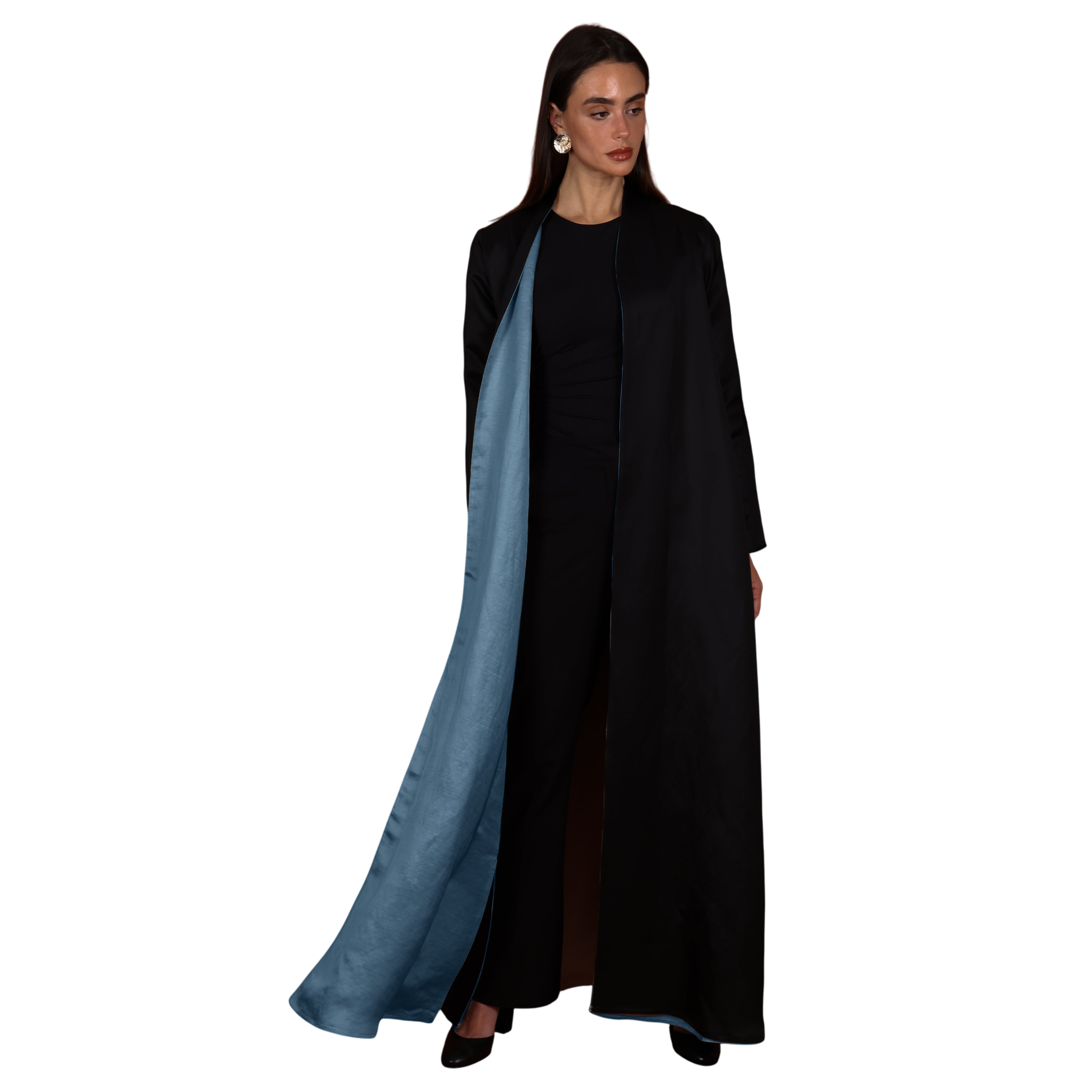 Double-Face SILK - LIGHT BLUE/BLACK