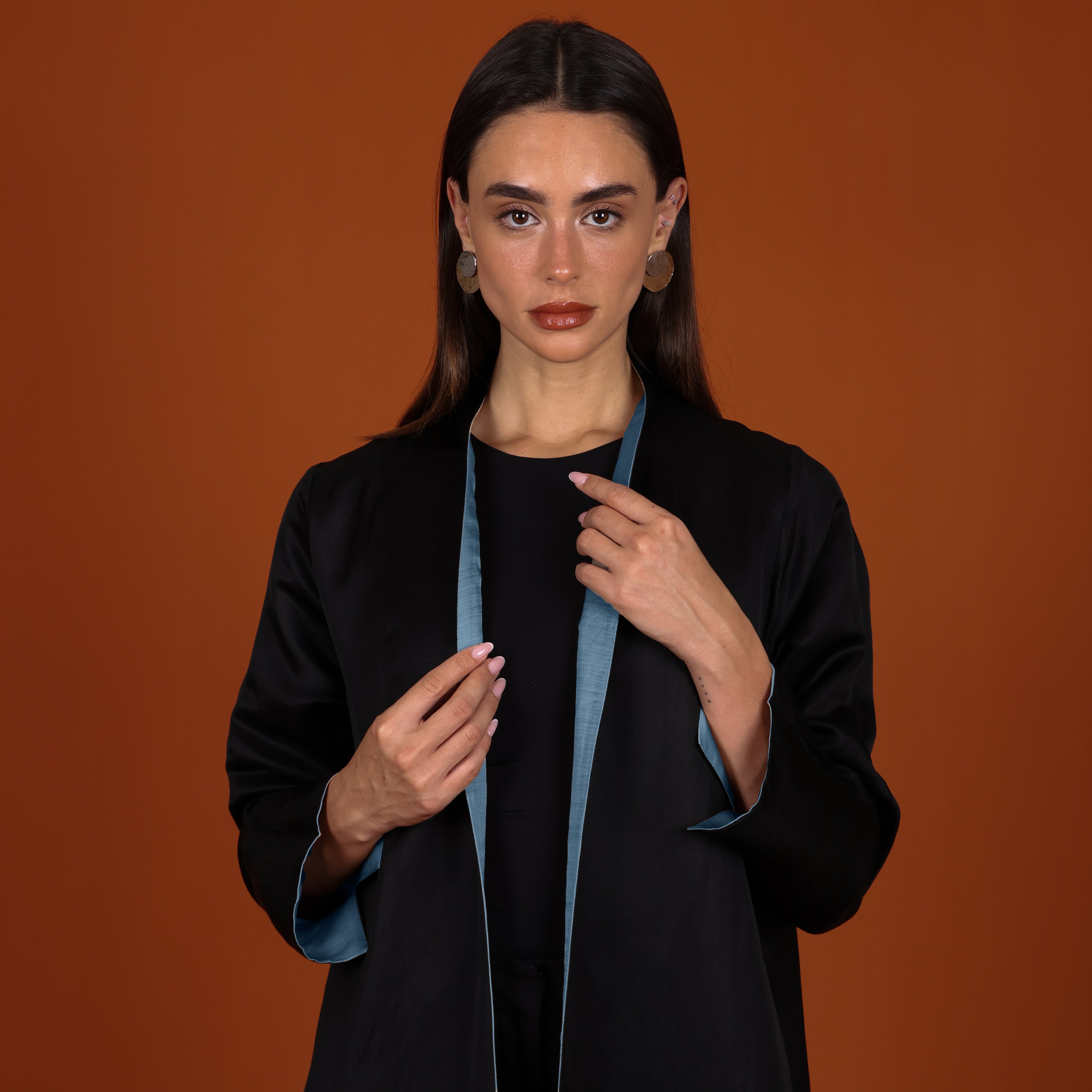 Double-Face SILK - LIGHT BLUE/BLACK