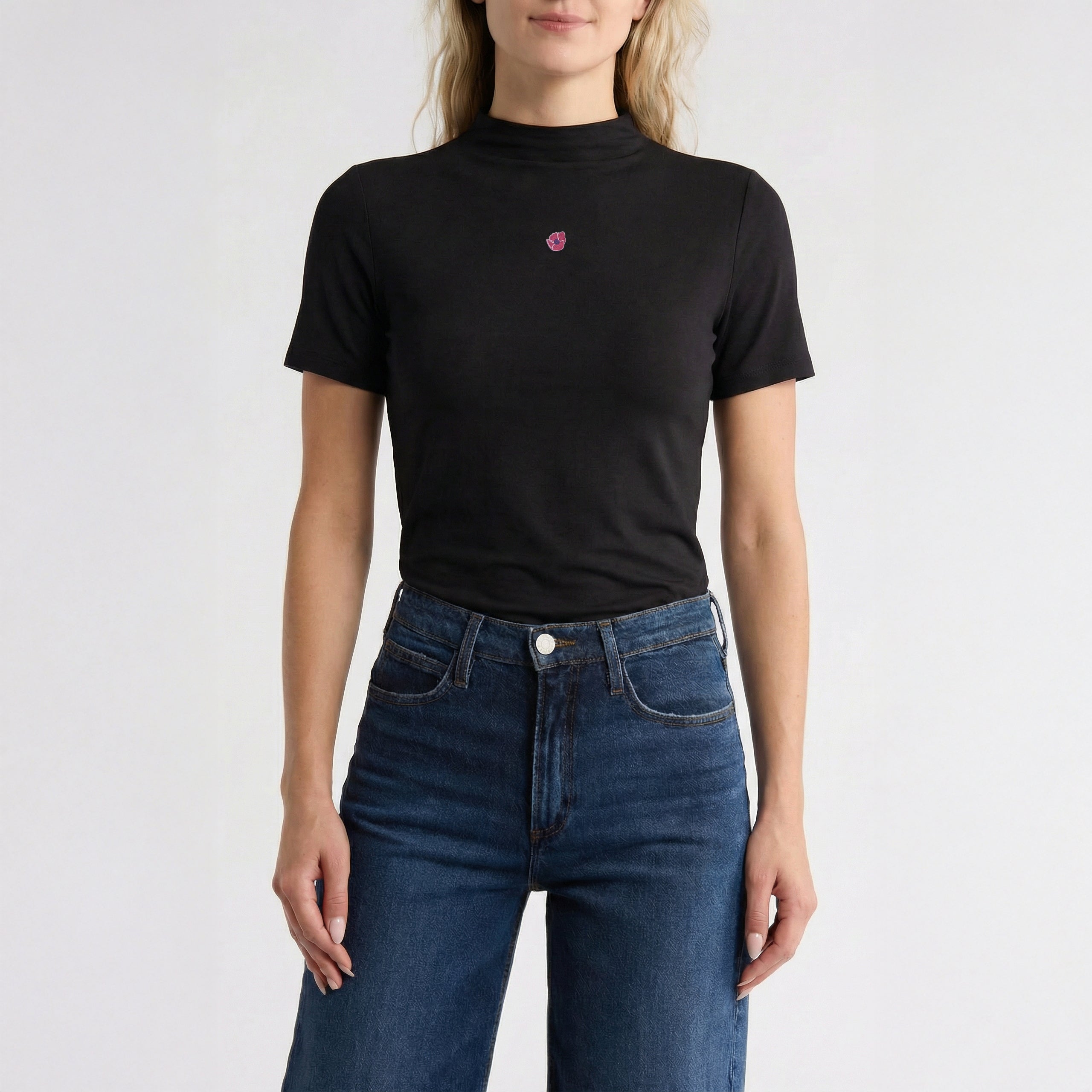 Black T shirt - assorted flowers
