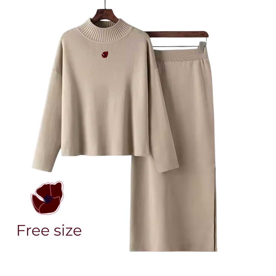Beige - Sweater with skirt
