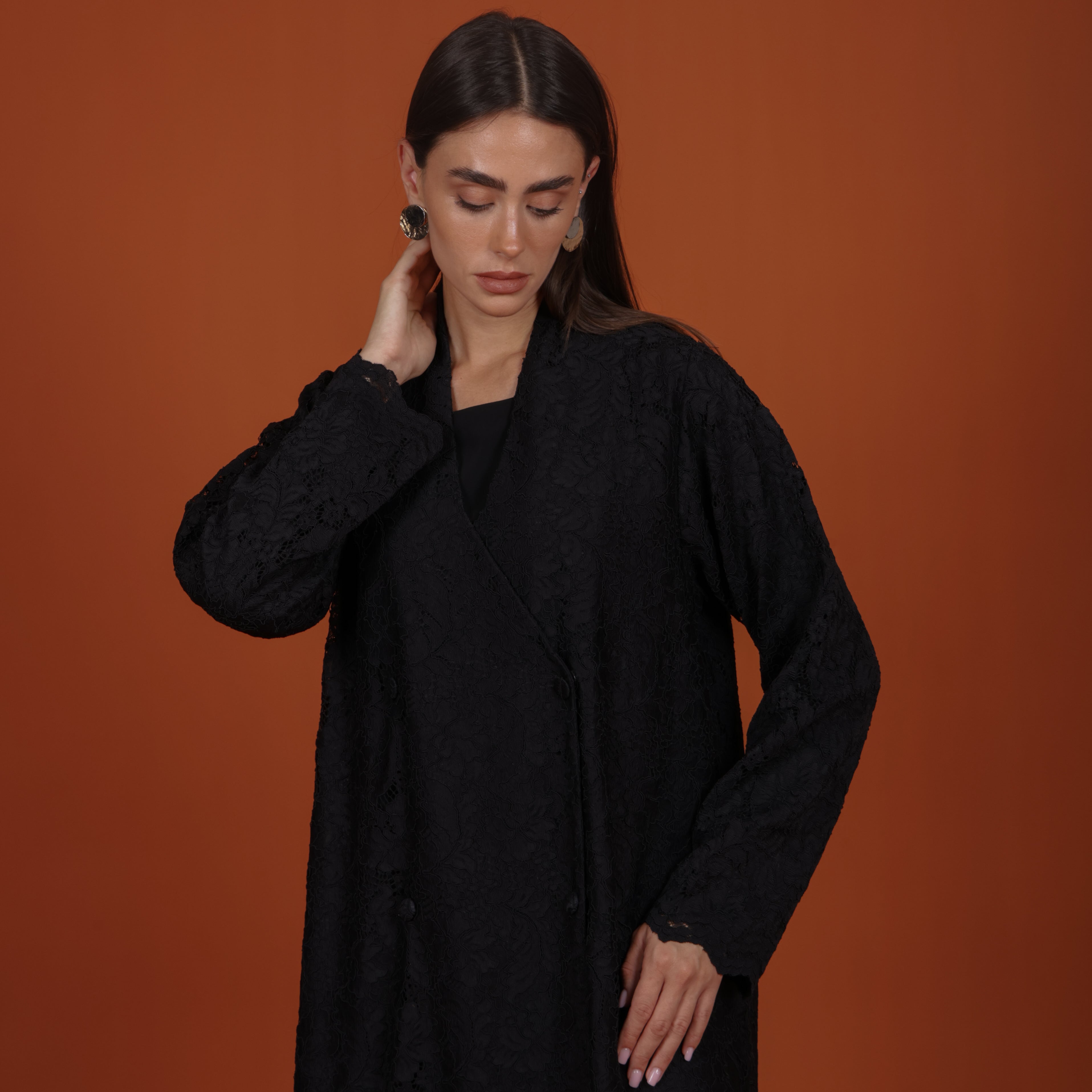 Lace with buttons - Black