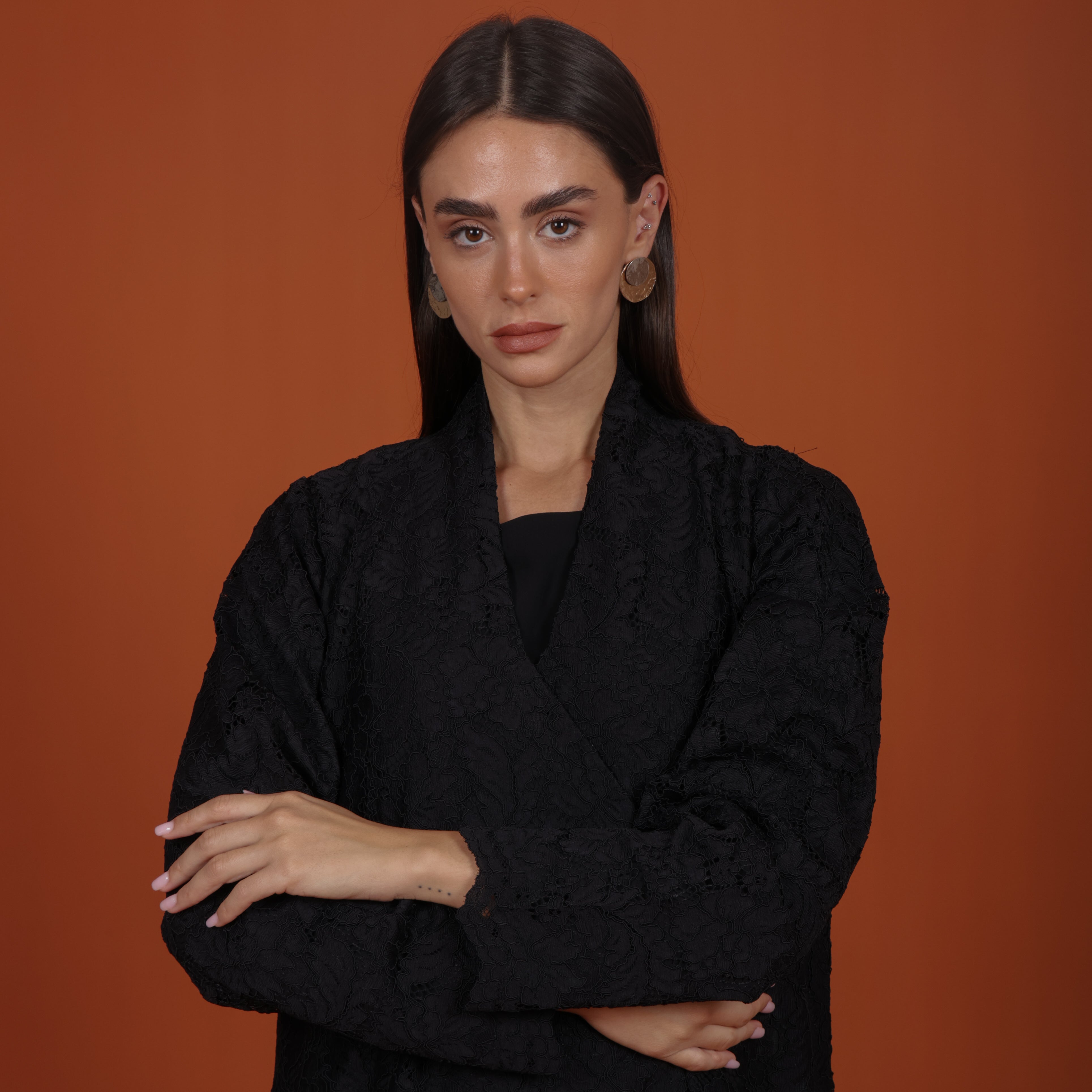 Lace with buttons - Black