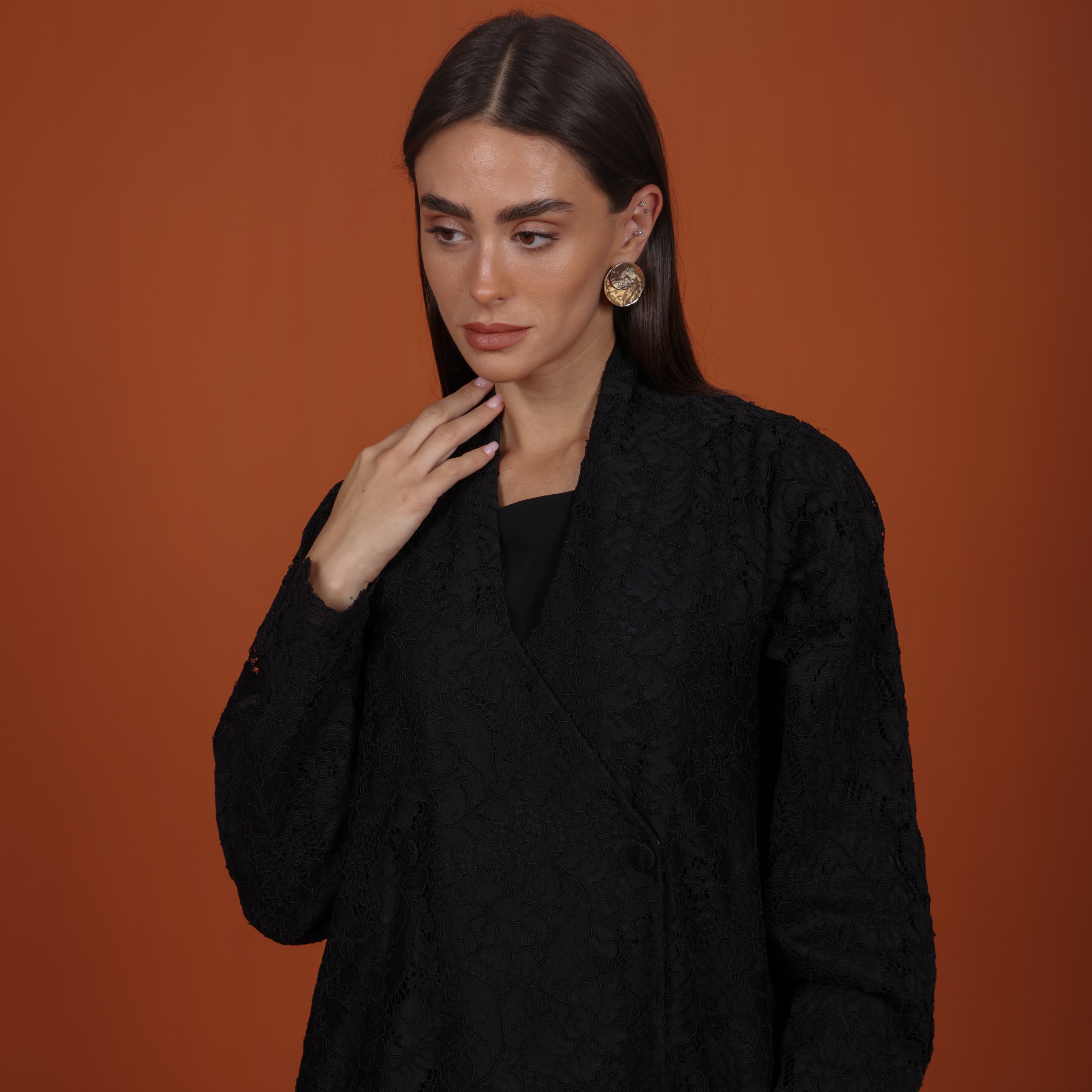 Lace with buttons - Black