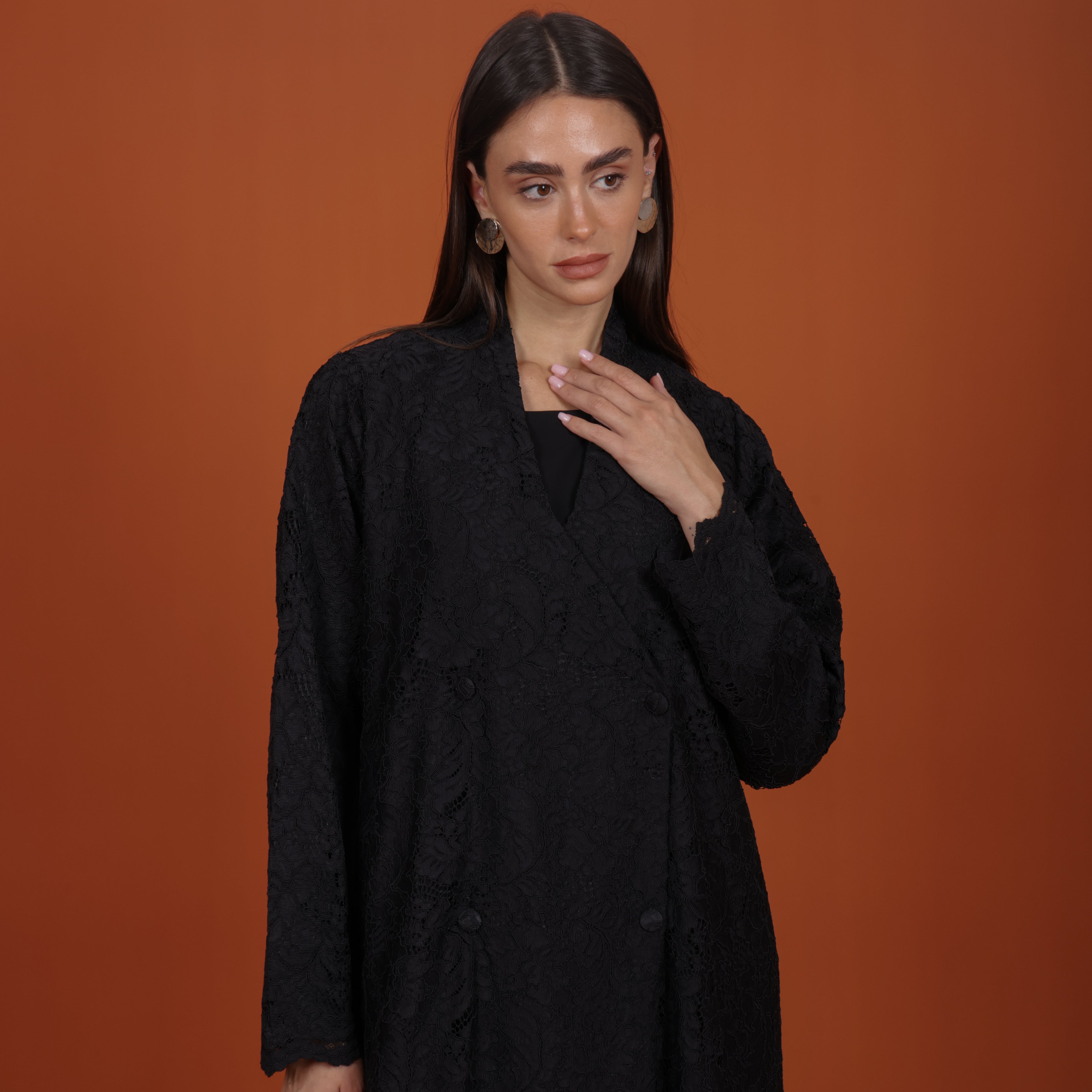 Lace with buttons - Black