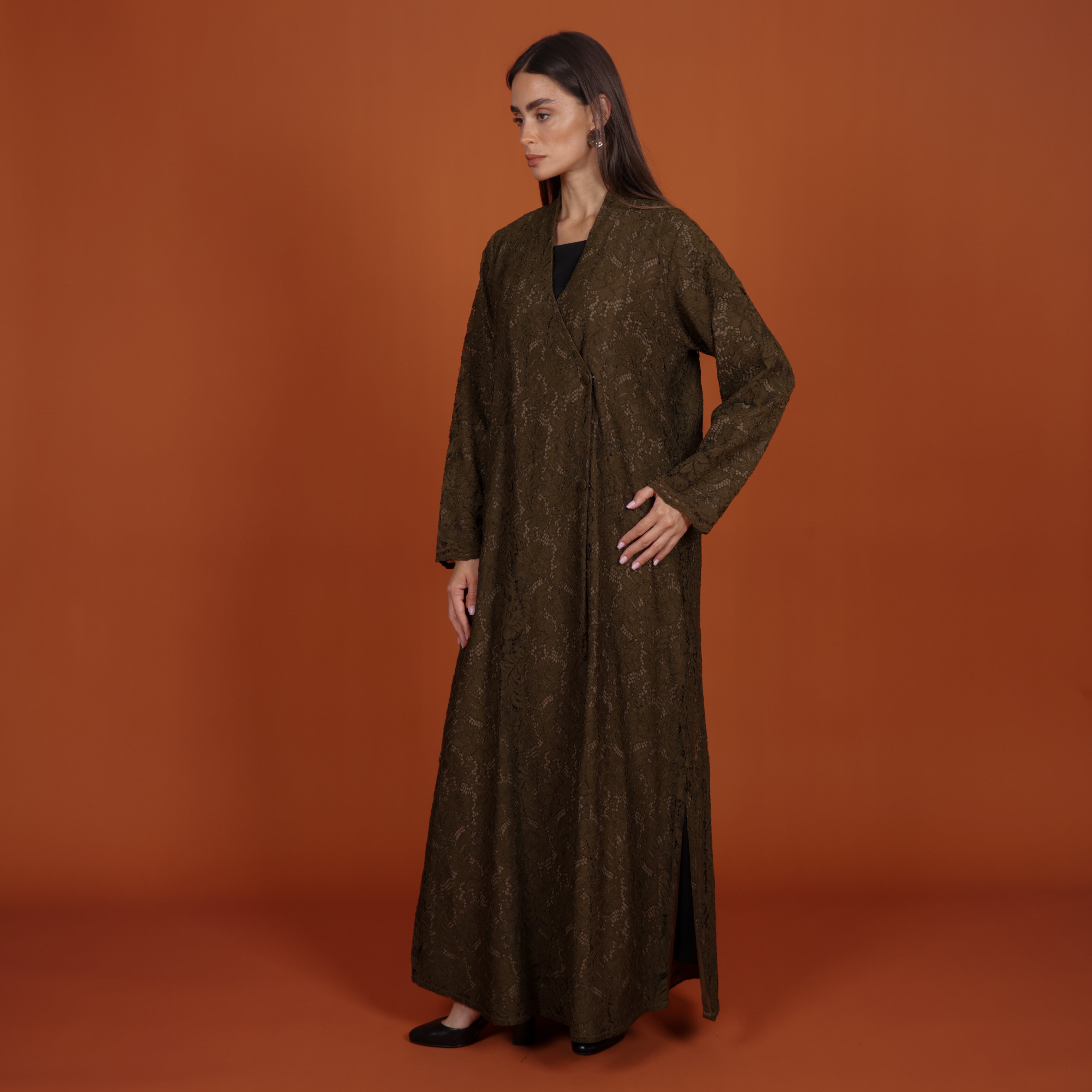 Lace with buttons - OLIVE