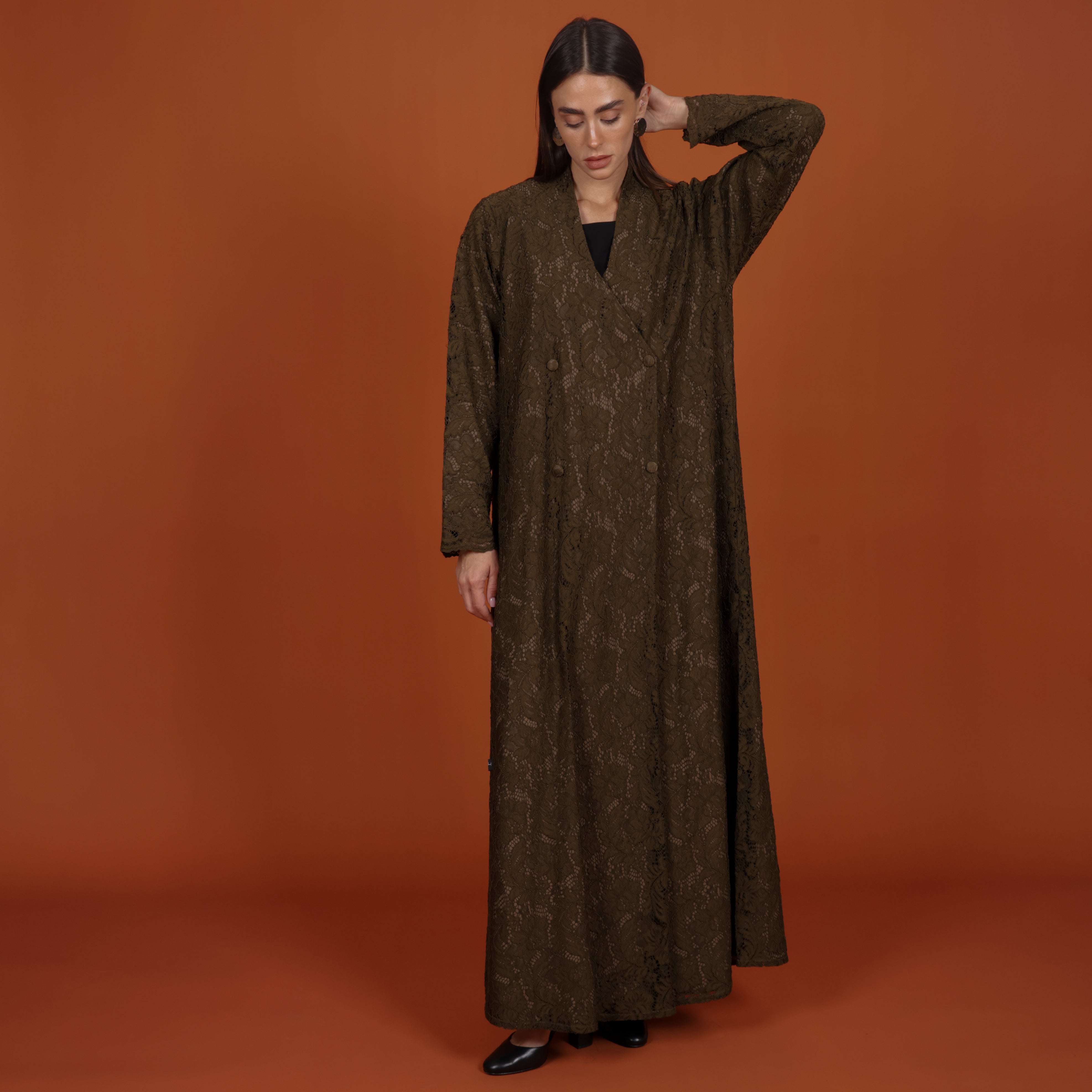 Lace with buttons - OLIVE