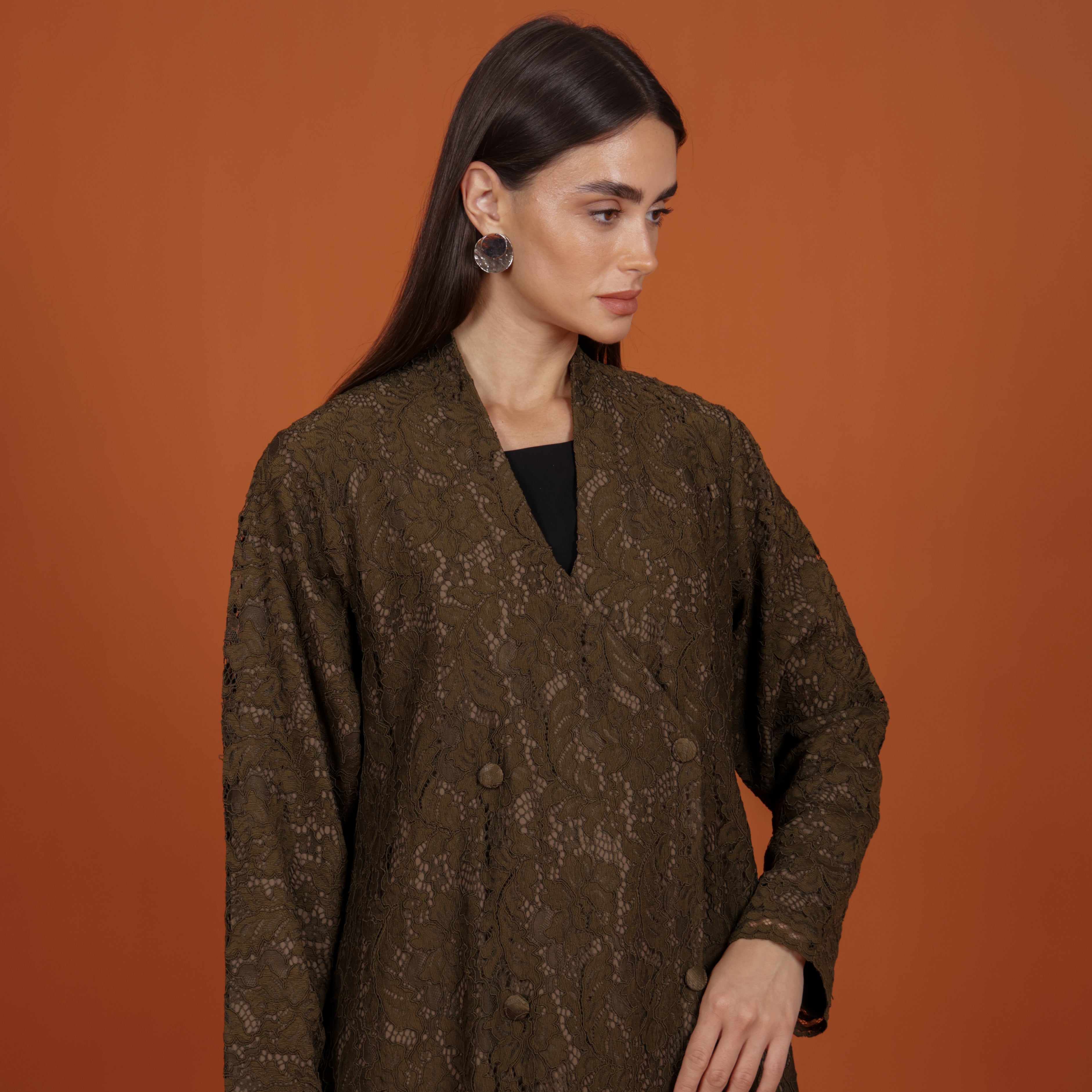 Lace with buttons - OLIVE