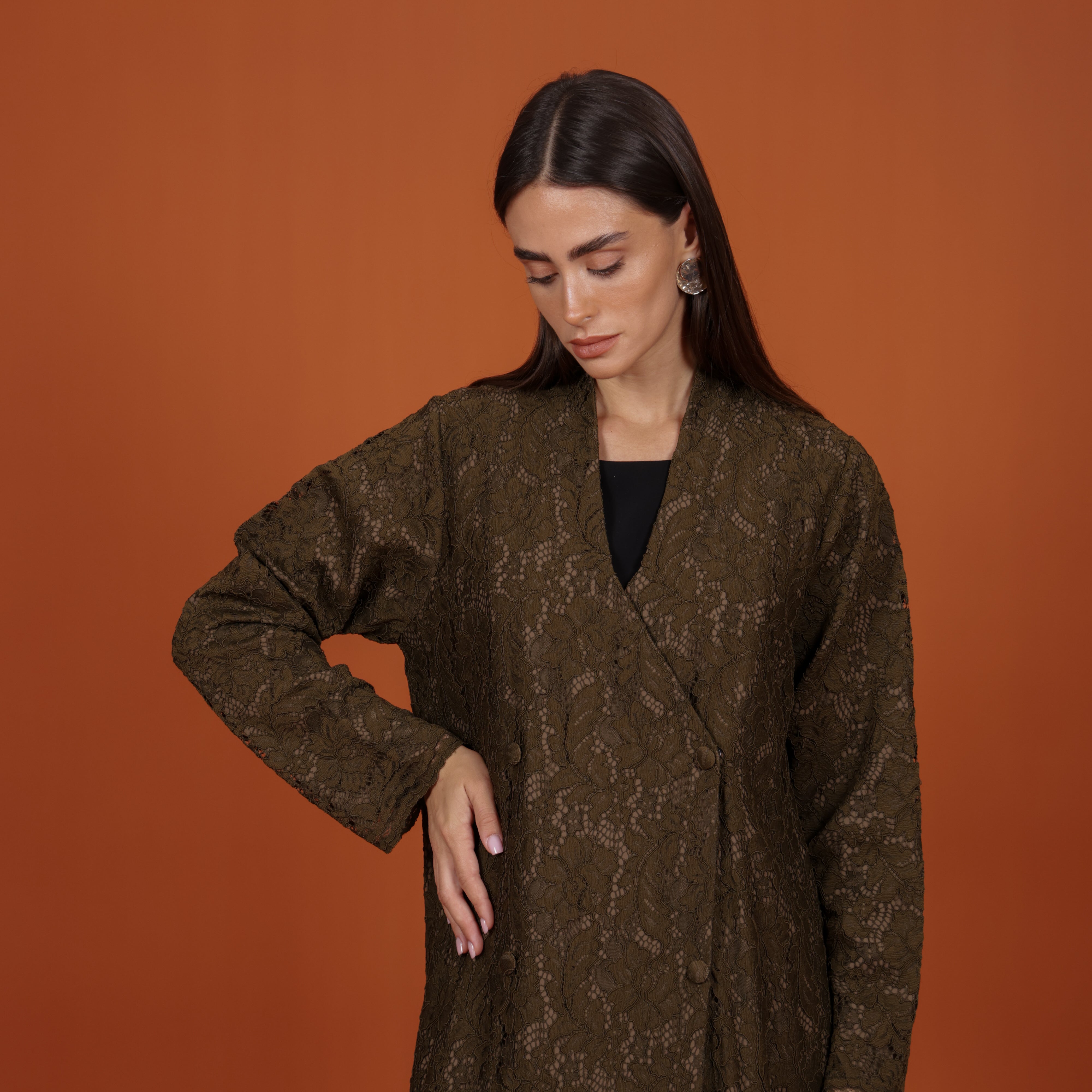 Lace with buttons - OLIVE