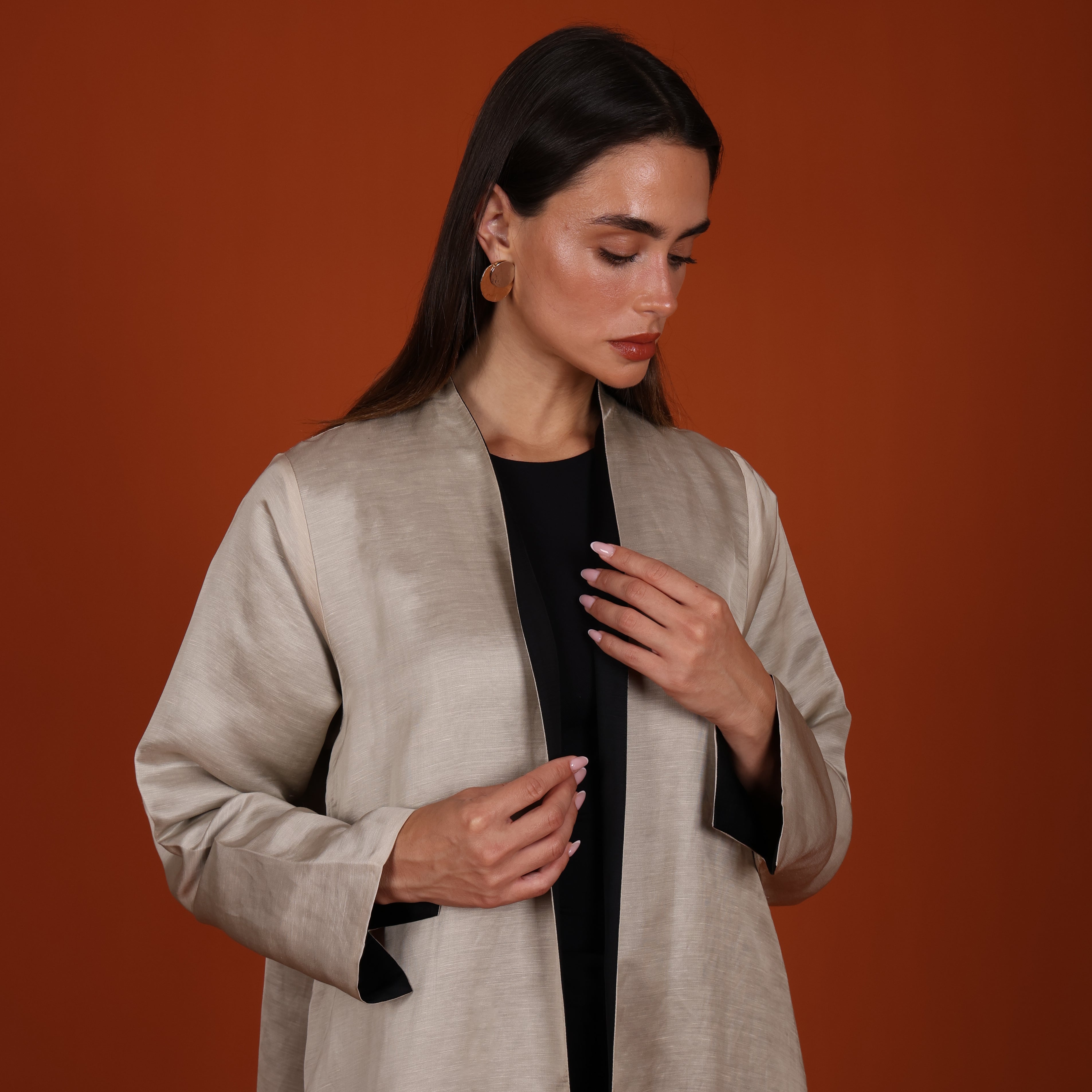Double-Face SILK - BEIGE/BLACK