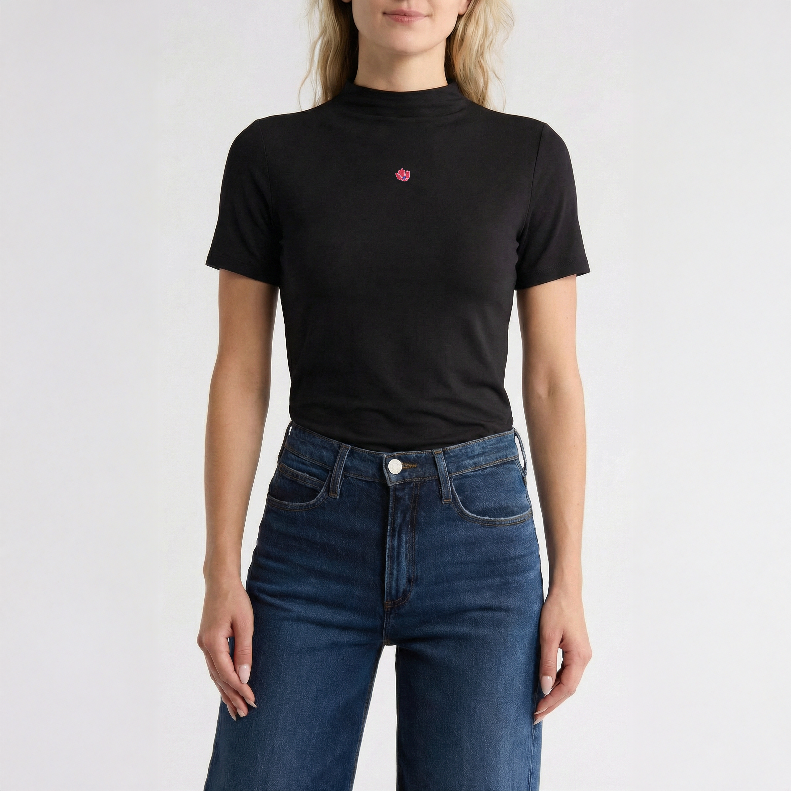 Black T shirt - assorted flowers